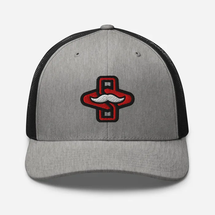 The Scarlet Standard gray and black retro trucker hat