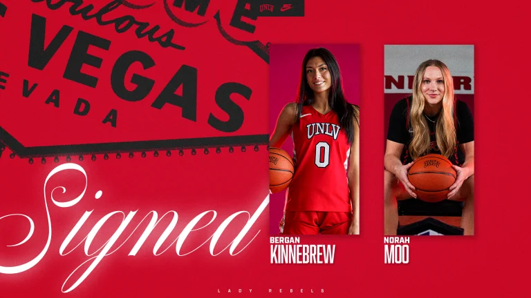 UNLV signing graphic featuring Bergan Kinnebrew and Norah Moo